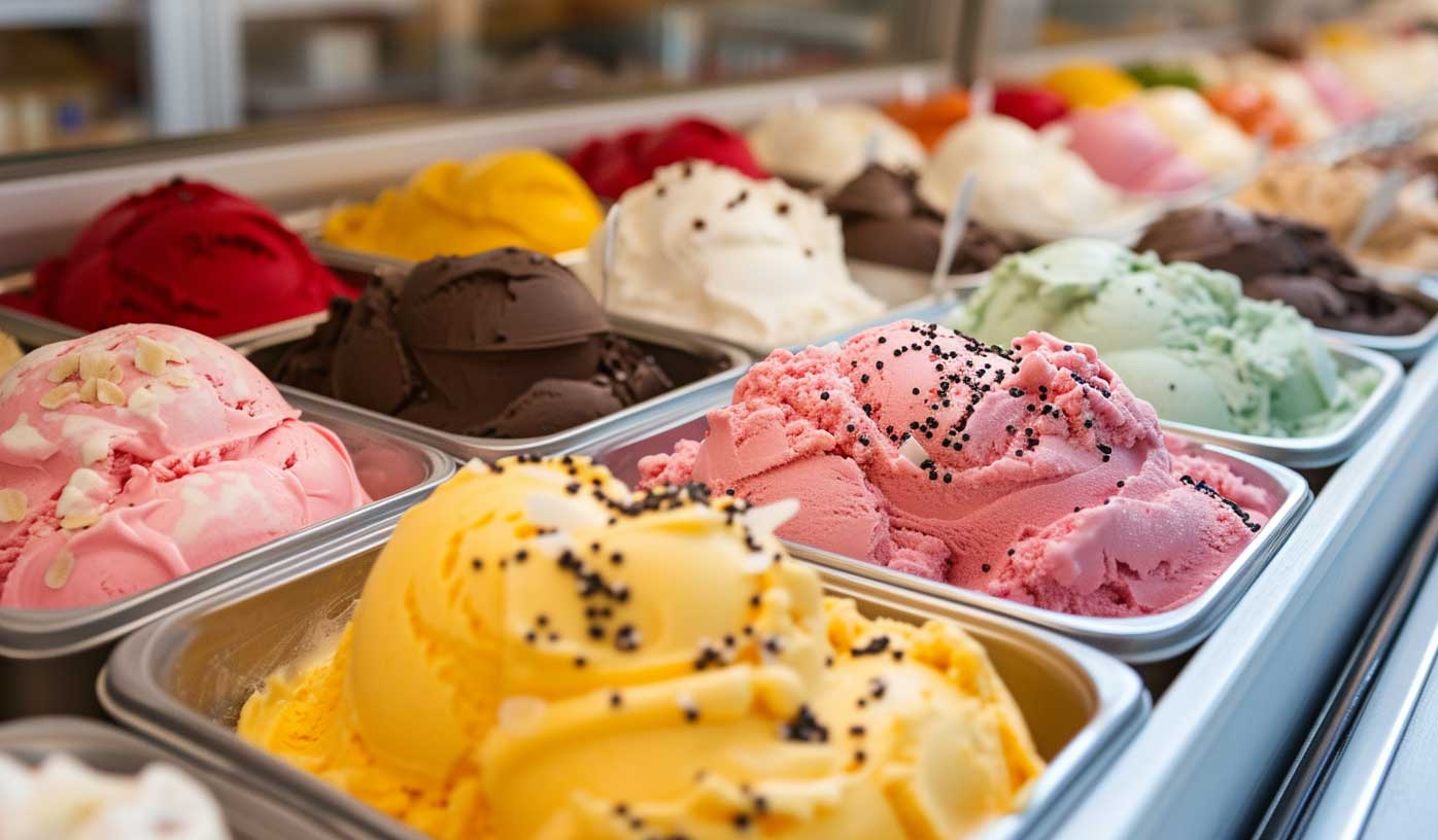 Bacs de glaces colorées